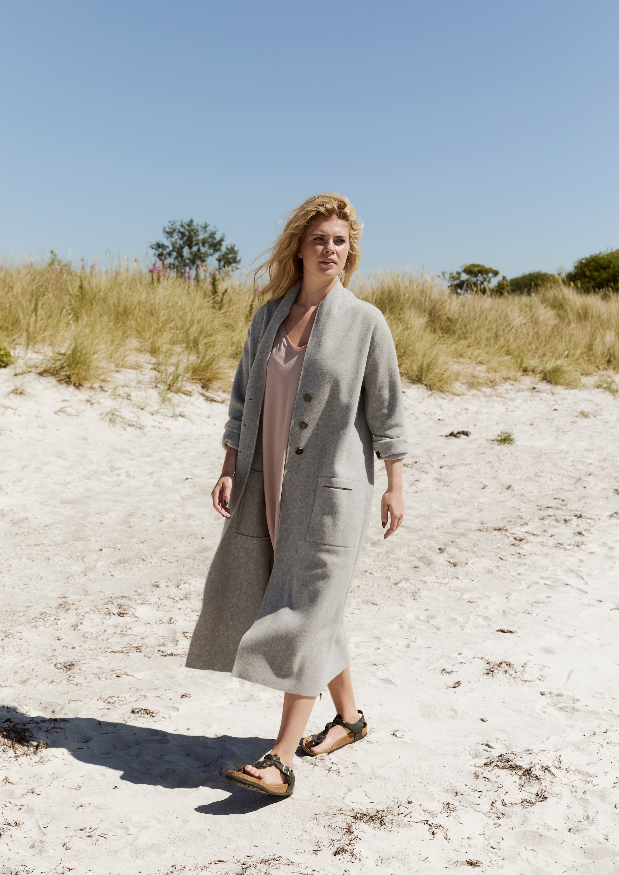 HENRIETTE STEFFENSEN COPENHAGEN LONG CARDIGAN - 7162 CARDIGANS LIGHT GREY 876