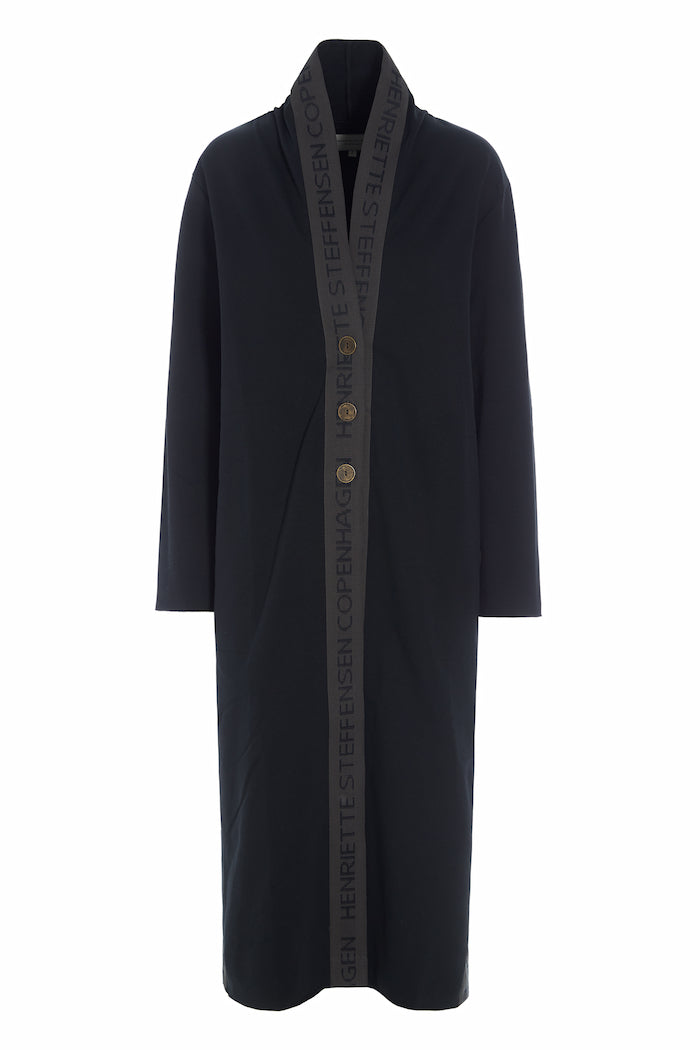 HENRIETTE STEFFENSEN COPENHAGEN LONG CARDIGAN BRASS BUTTONS - 77003 CARDIGANS BLACK 900