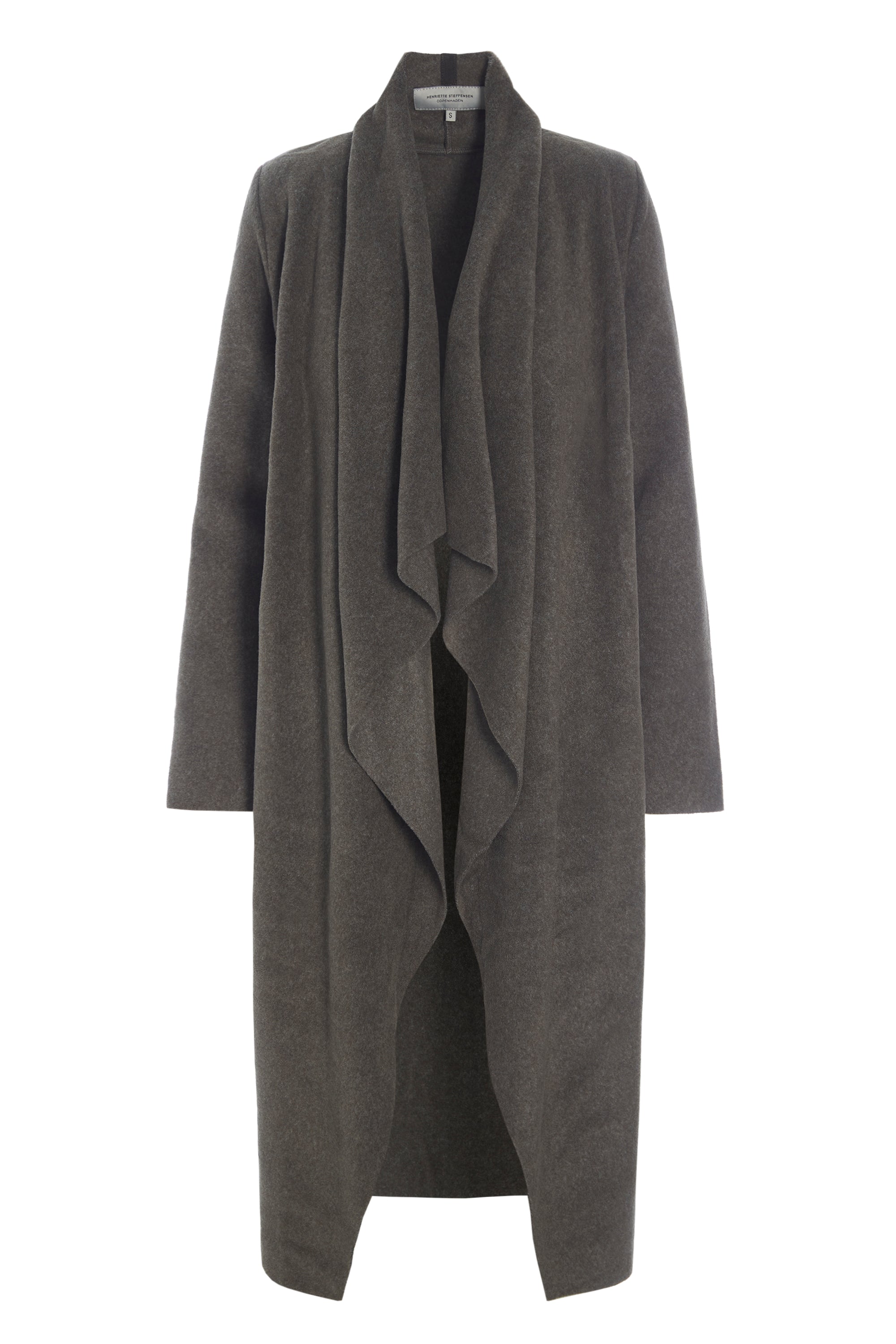 HENRIETTE STEFFENSEN COPENHAGEN LONG CARDIGAN W/ "WATERFALL" - 7131 CARDIGANS BARK 320