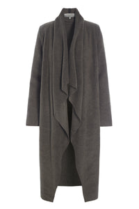 LONG CARDIGAN W/ WATERFALL - 7131 - BARK