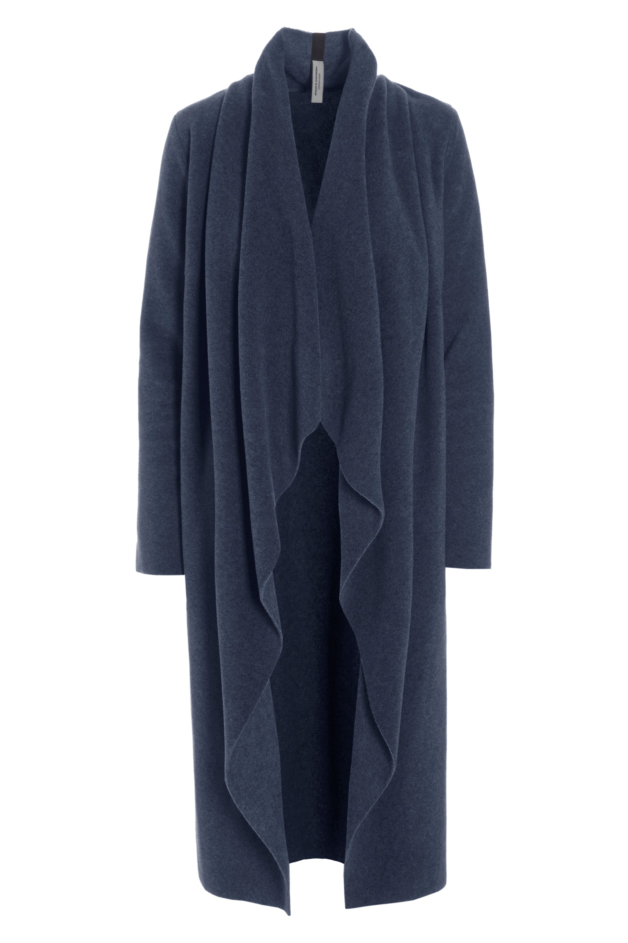 HENRIETTE STEFFENSEN COPENHAGEN LONG CARDIGAN W/ "WATERFALL" - 7131 CARDIGANS EVENING BLUE 690
