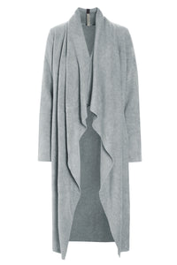 LONG CARDIGAN W/ WATERFALL - 7131 - LIGHT GREY
