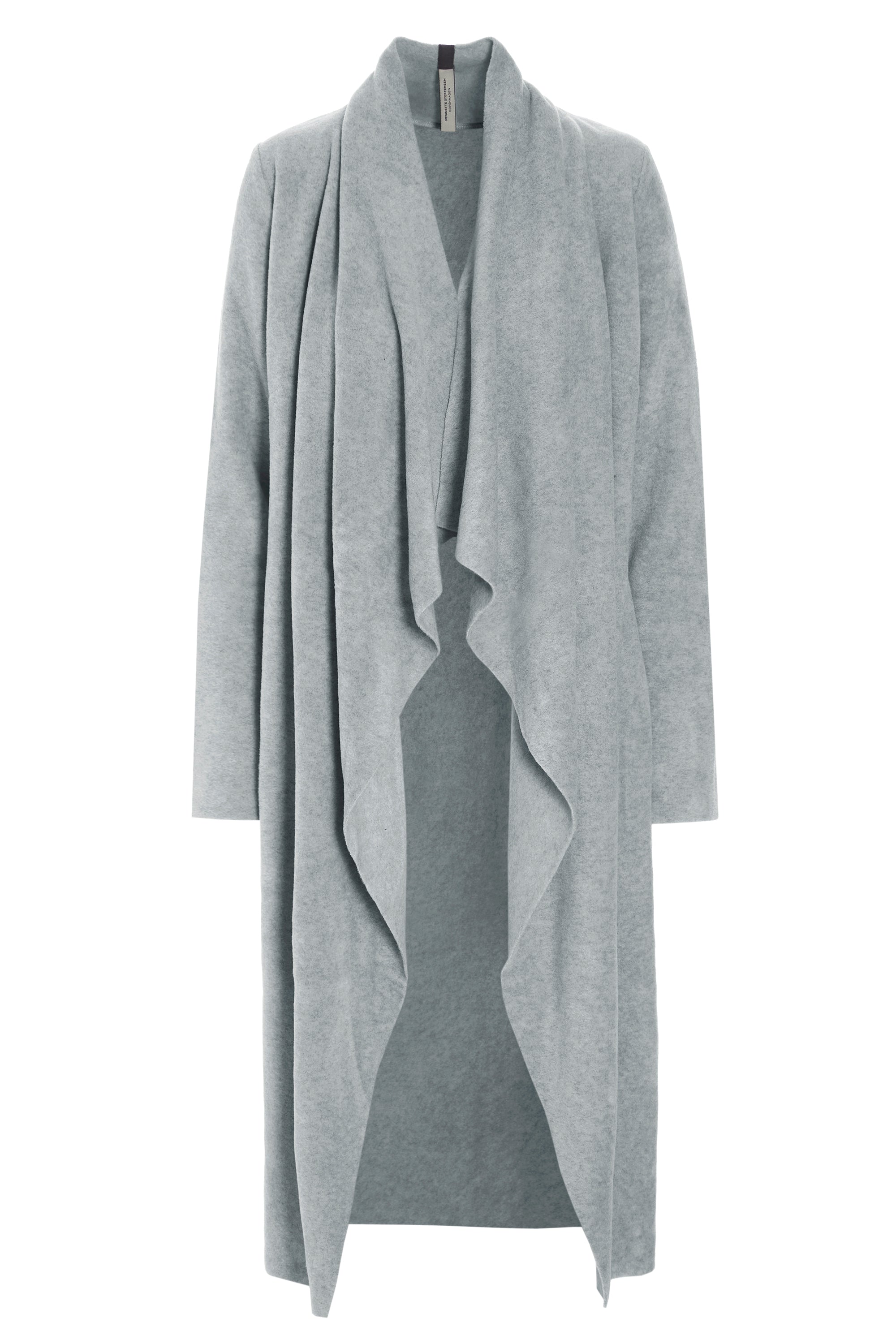 HENRIETTE STEFFENSEN COPENHAGEN LONG CARDIGAN W/ "WATERFALL" - 7131 CARDIGANS LIGHT GREY 876