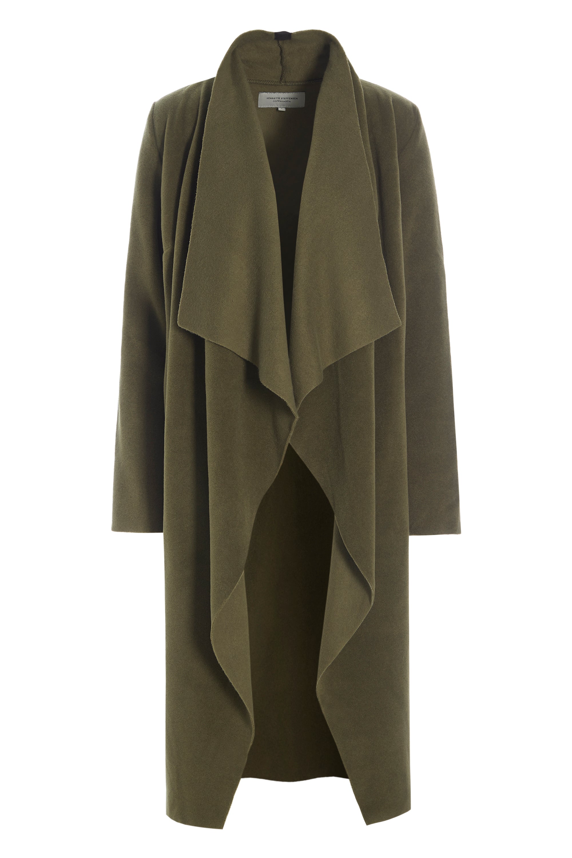 HENRIETTE STEFFENSEN COPENHAGEN LONG CARDIGAN W/ "WATERFALL" - 7131 CARDIGANS MOSS 611