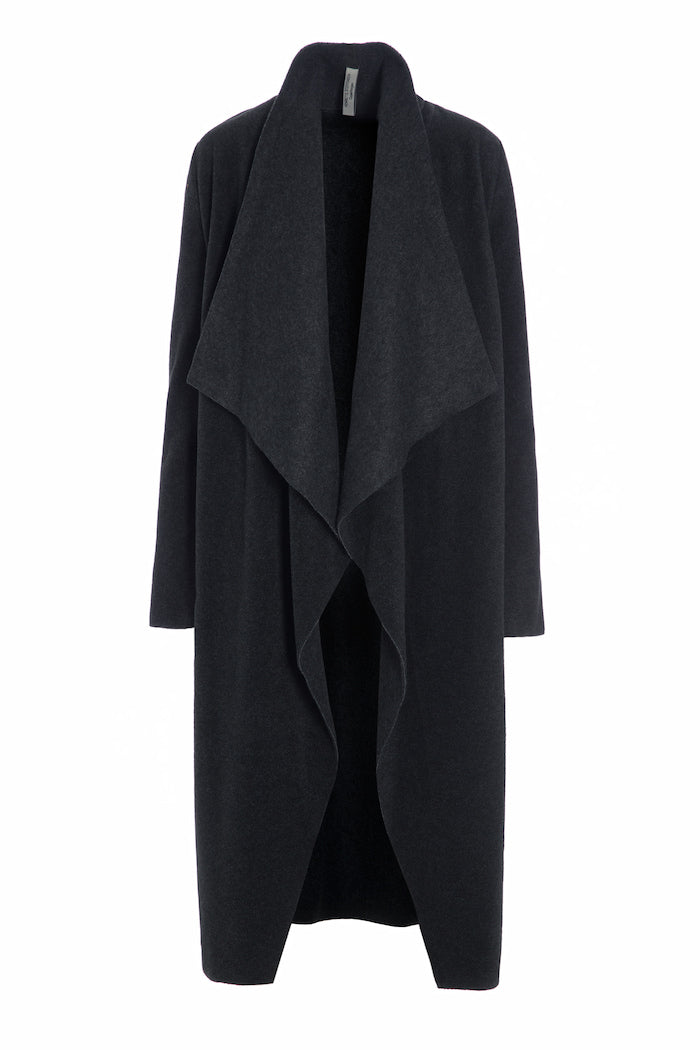 HENRIETTE STEFFENSEN COPENHAGEN LONG CARDIGAN W/ "WATERFALL" - 7131 CARDIGANS SOFT BLACK 914