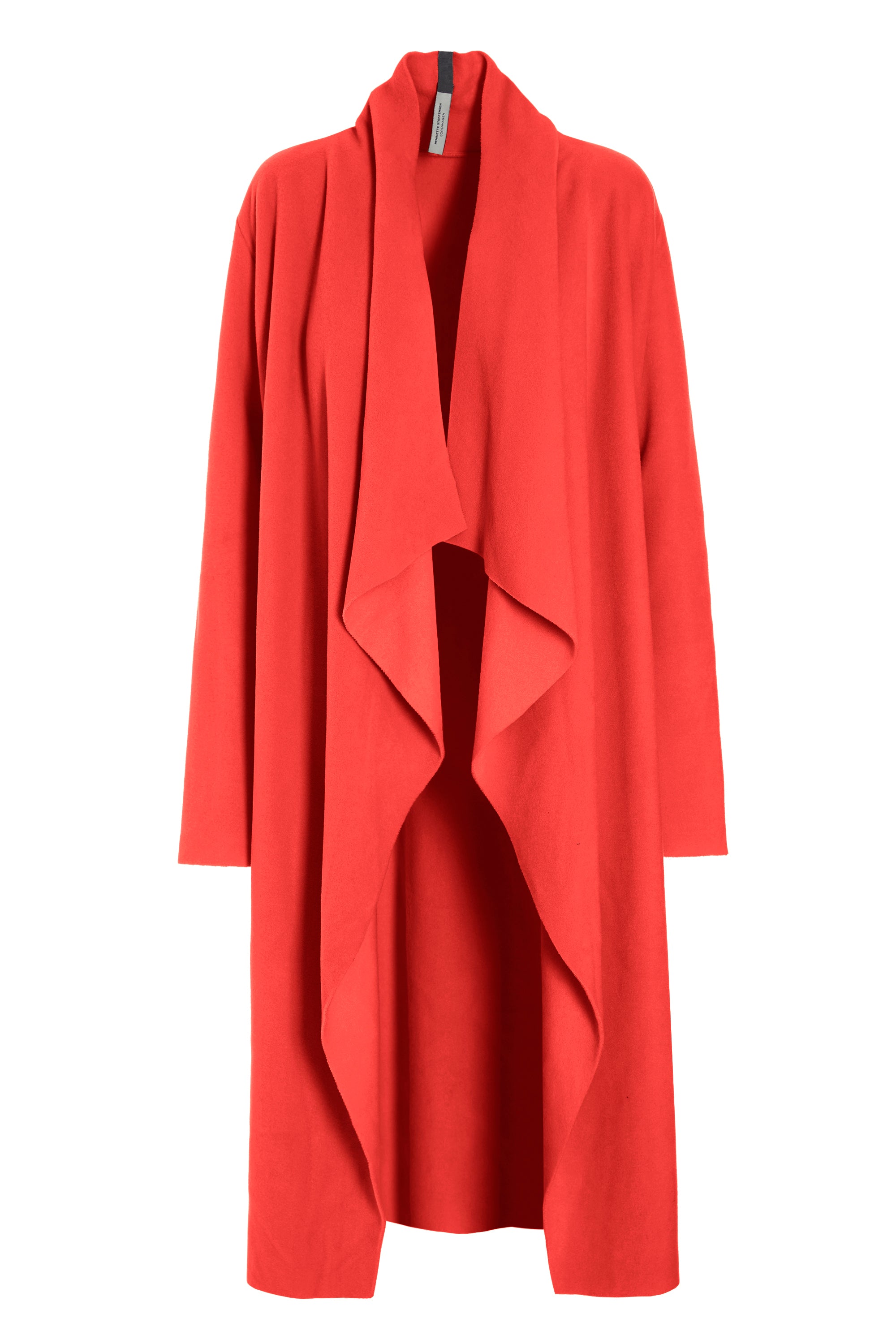 HENRIETTE STEFFENSEN COPENHAGEN LONG CARDIGAN W/ "WATERFALL" - 7131 CARDIGANS TOMATO 845