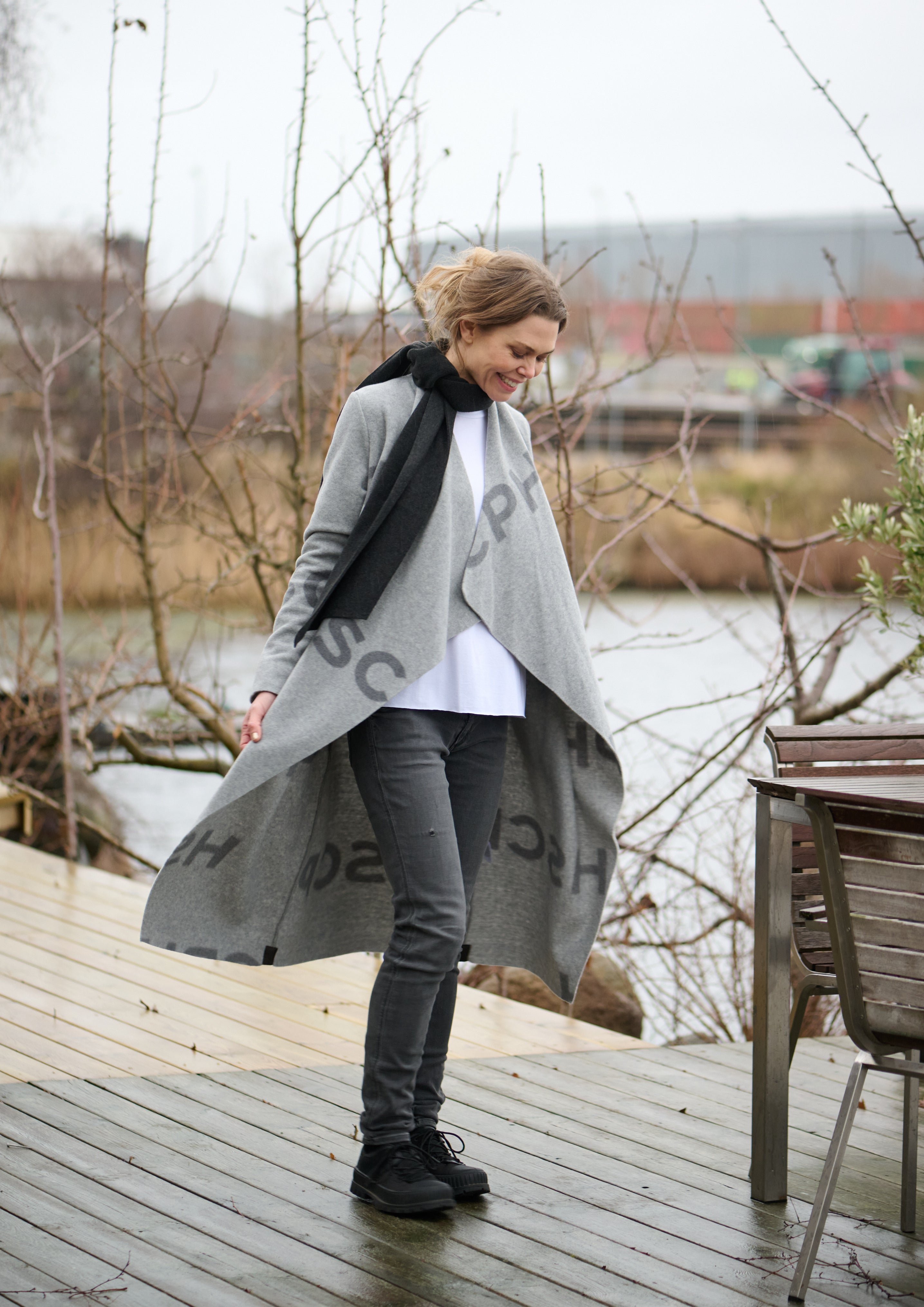 HENRIETTE STEFFENSEN COPENHAGEN LONG CARDIGAN W/ "WATERFALL" - 7131P CARDIGANS HSCPH PRINT 793