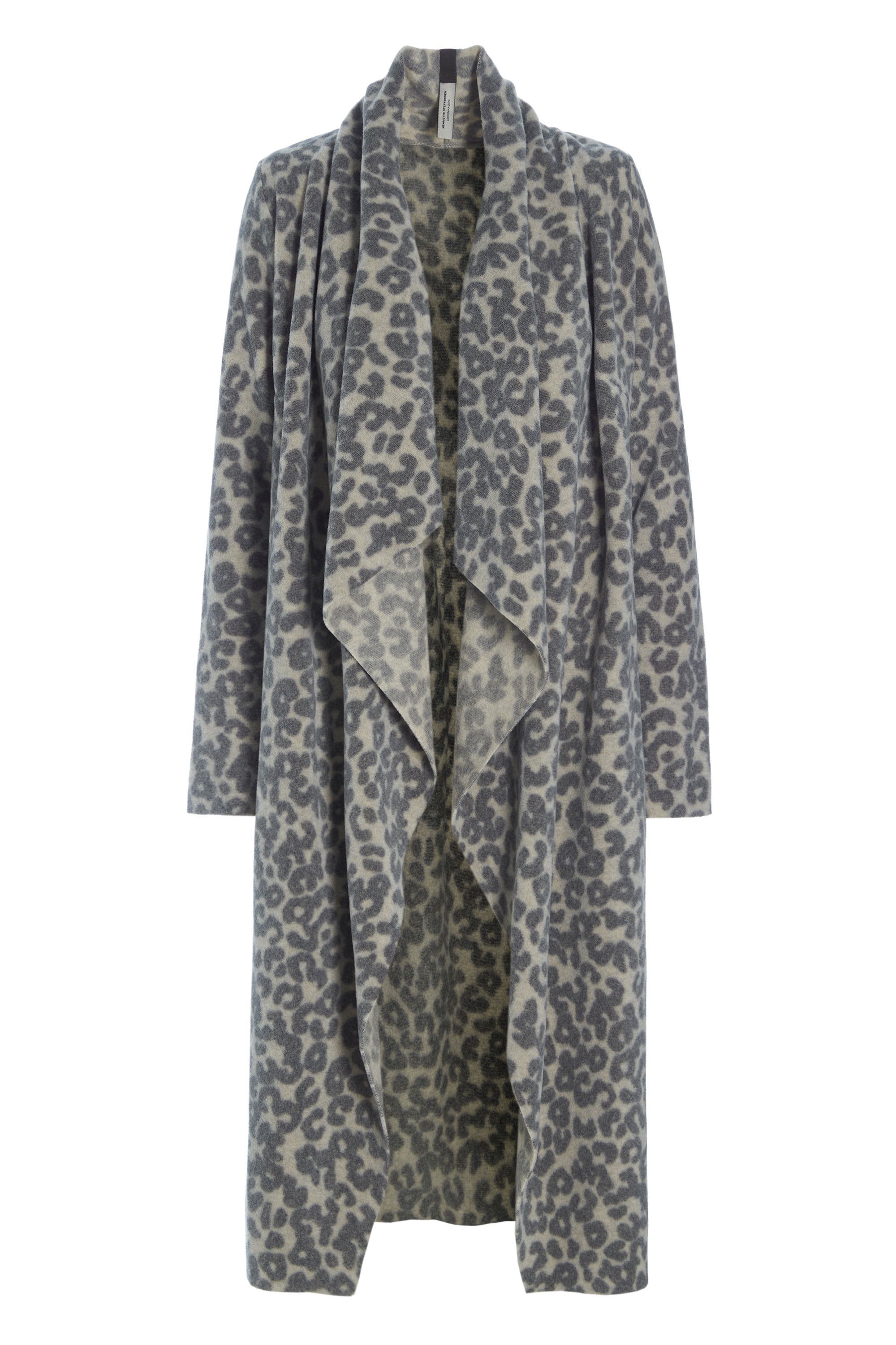 HENRIETTE STEFFENSEN COPENHAGEN LONG CARDIGAN W/ "WATERFALL" - 7131P CARDIGANS LEOPARD grey 105