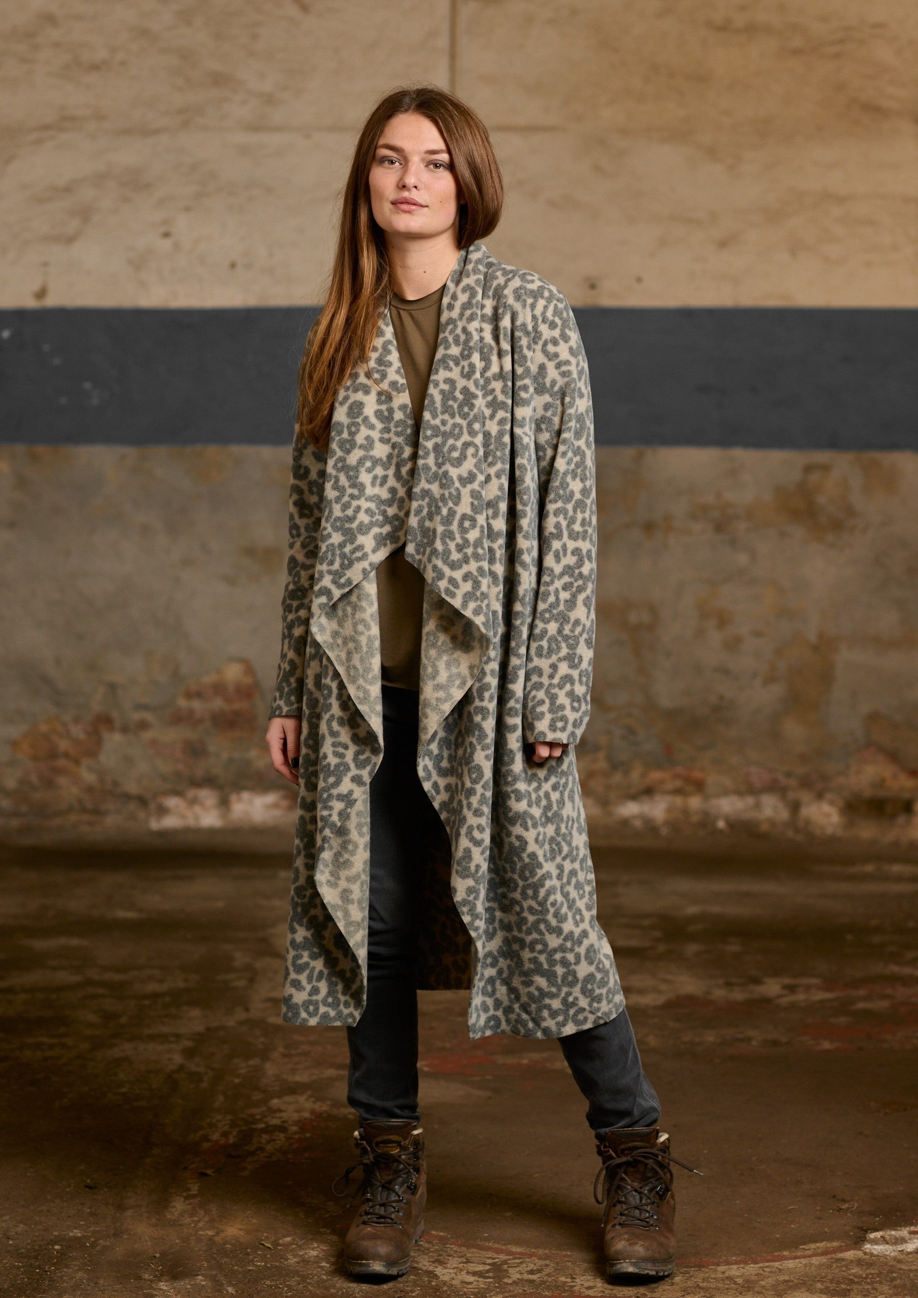 HENRIETTE STEFFENSEN COPENHAGEN LONG CARDIGAN W/ "WATERFALL" - 7131P CARDIGANS LEOPARD pink 115