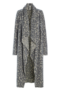 LONG CARDIGAN W/ WATERFALL - 7131P - LEOPARD pink
