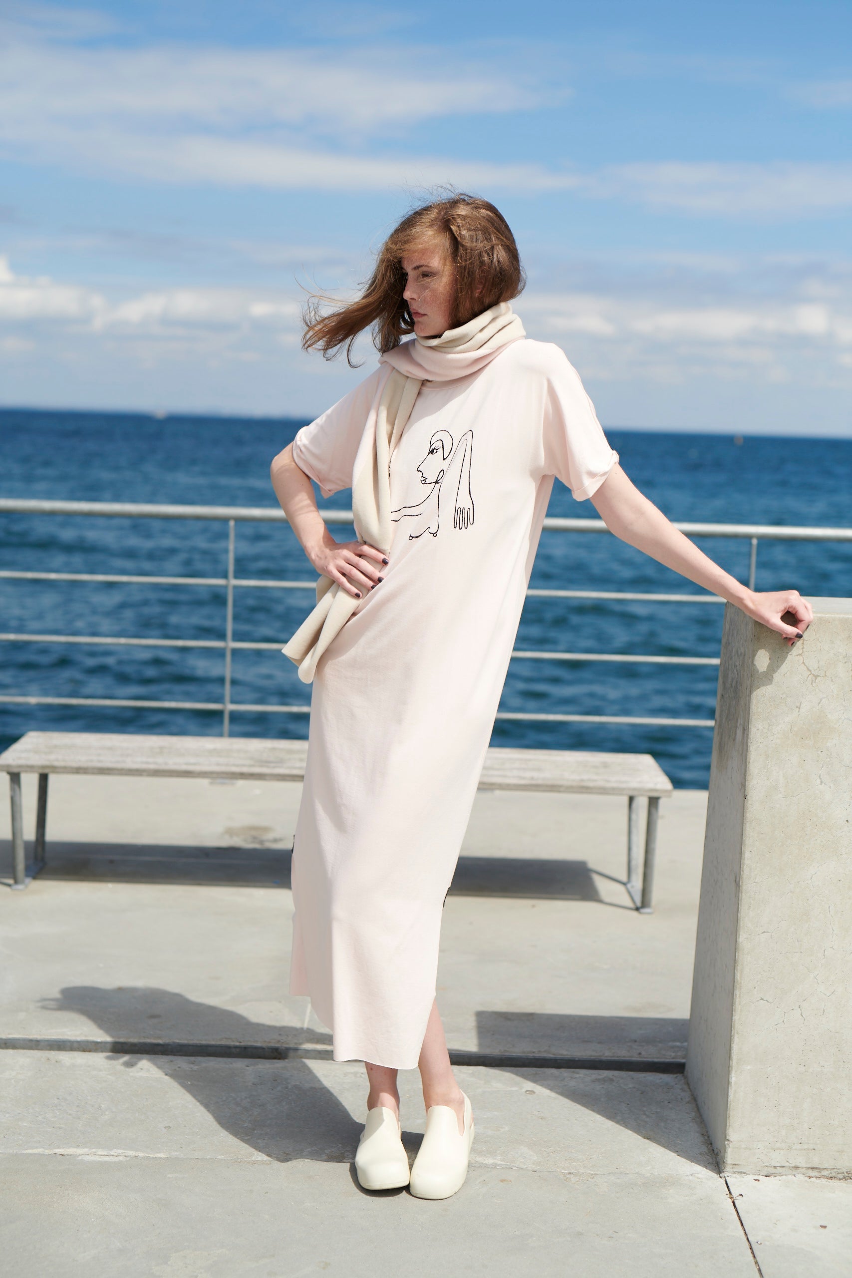 HENRIETTE STEFFENSEN COPENHAGEN LONG DRESS WITH PRINT - 98038 KJOLER SOFT ROSE 412
