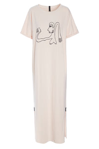 LONG DRESS WITH PRINT - 98038 - SOFT ROSE