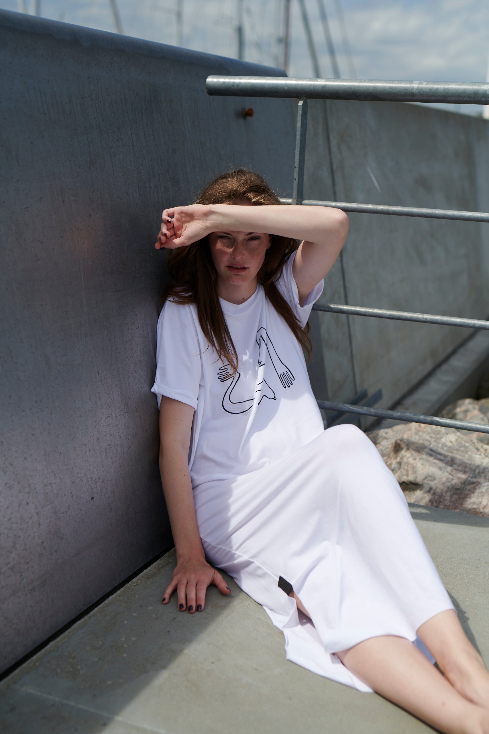 HENRIETTE STEFFENSEN COPENHAGEN LONG DRESS WITH PRINT - 98038 KJOLER WHITE 816