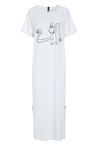 LONG DRESS WITH PRINT - 98038 - WHITE