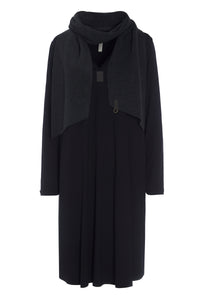 LONG SHIRT W/SCARF - 8042 - BLACK/SOFT BLACK