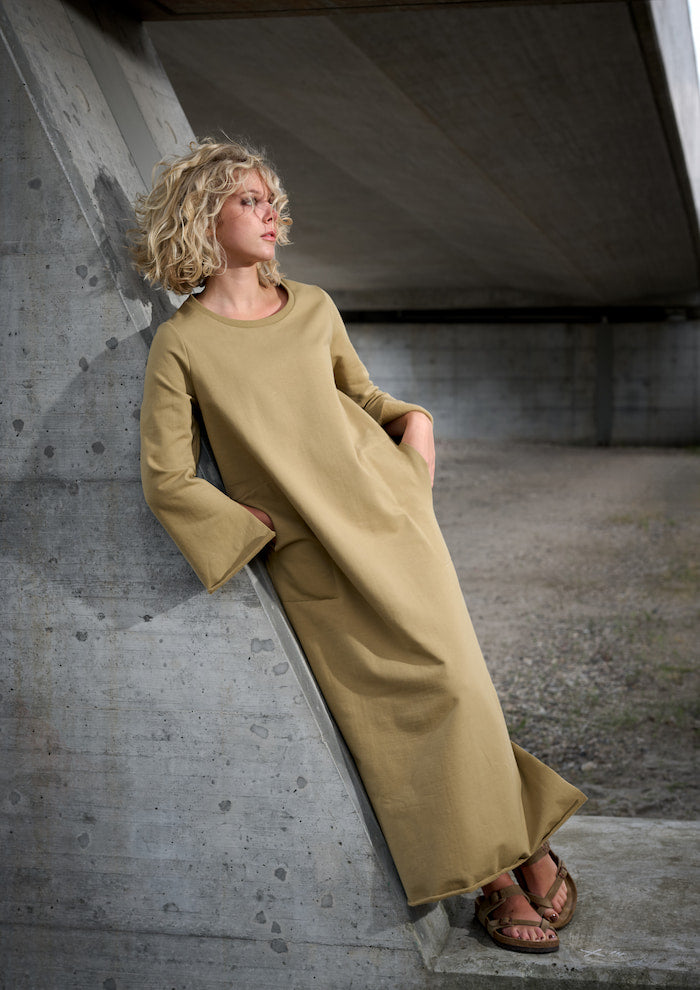 HENRIETTE STEFFENSEN COPENHAGEN LONG SLEEVE DRESS - 73009 KJOLER OLIVE 655