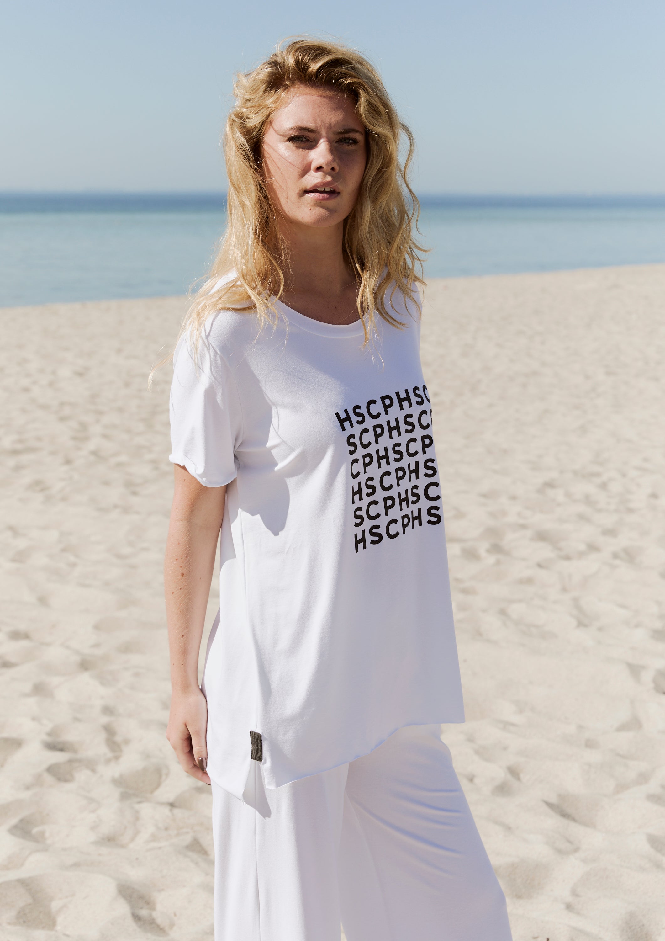 HENRIETTE STEFFENSEN COPENHAGEN LONG TEE LOGO - 96092 LOGO T-SHIRTS WHITE 816