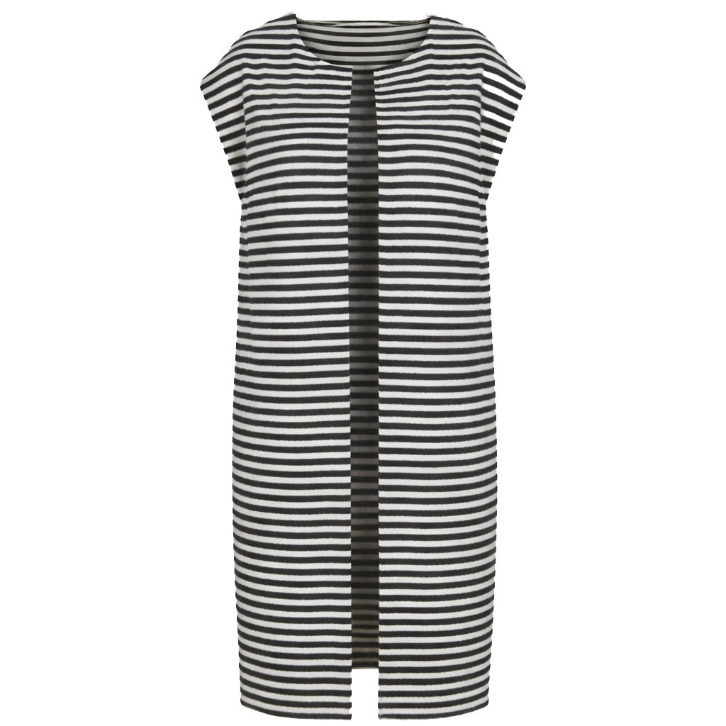 HENRIETTE STEFFENSEN COPENHAGEN LONG VEST - 7169 VESTS STRIPES B&W 673