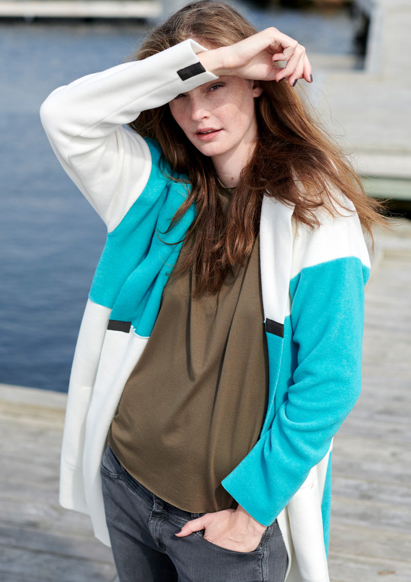 HENRIETTE STEFFENSEN COPENHAGEN NO WASTE CARDIGAN - 7150 CARDIGANS LAGOON/OFF WHITE 445