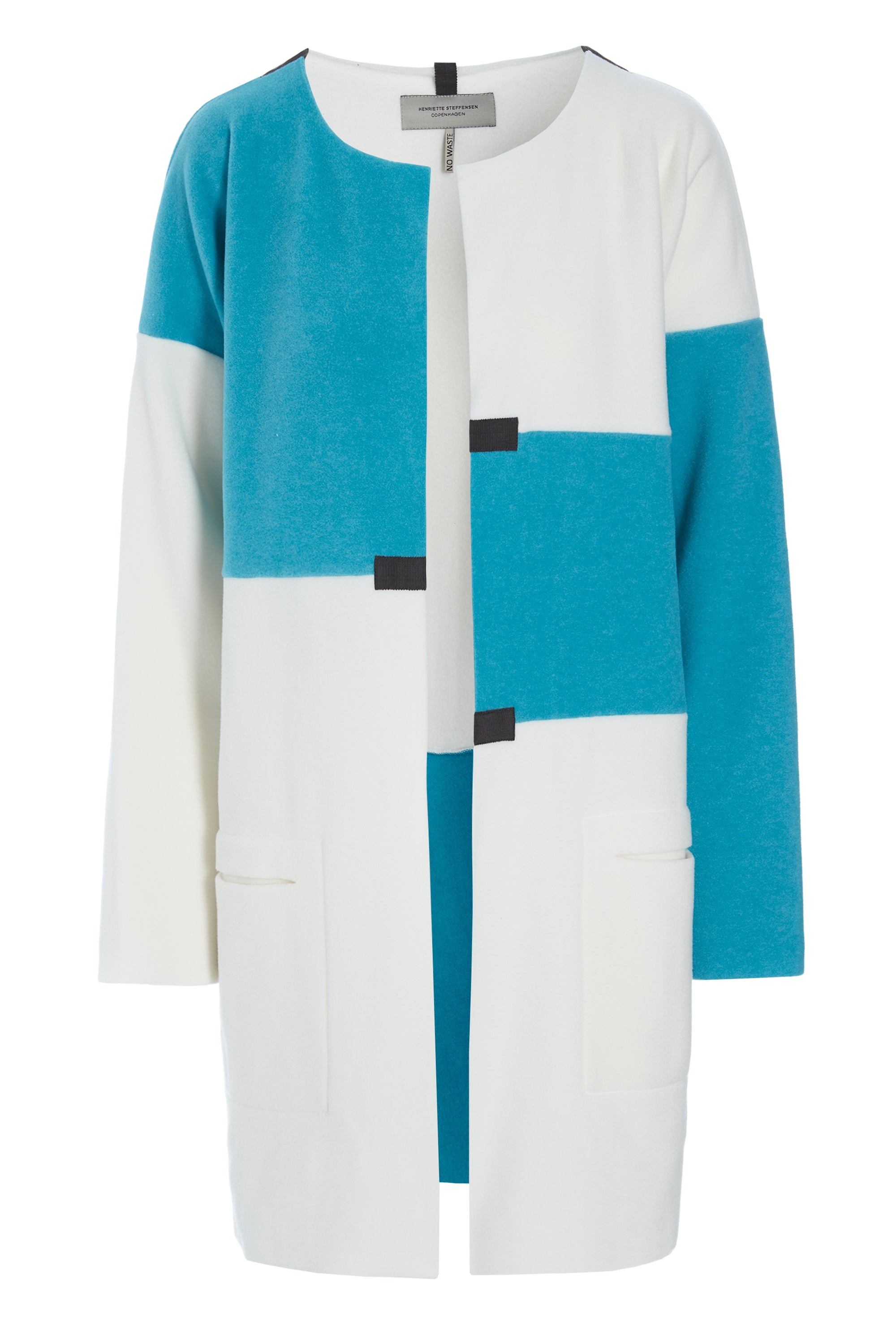HENRIETTE STEFFENSEN COPENHAGEN NO WASTE CARDIGAN - 7150 CARDIGANS LAGOON/OFF WHITE 445