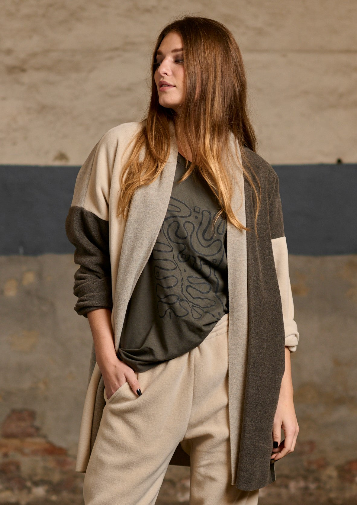 HENRIETTE STEFFENSEN COPENHAGEN NO WASTE CARDIGAN - 7175 CARDIGANS BARK/KIT/SAND 645
