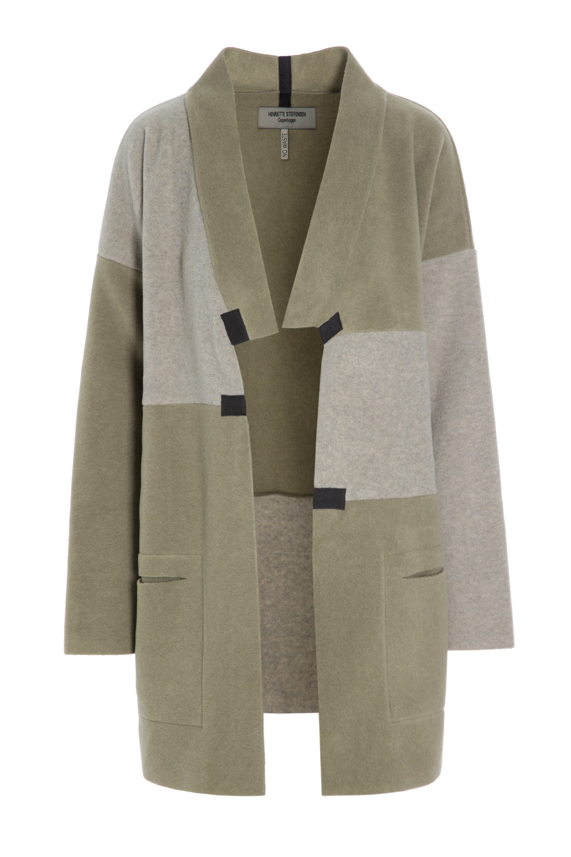 HENRIETTE STEFFENSEN COPENHAGEN NO WASTE CARDIGAN V-NECK - 7127 CARDIGANS OLIVE/SAND 612