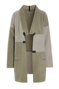 NO WASTE CARDIGAN V-NECK - 7127 - OLIVE/SAND