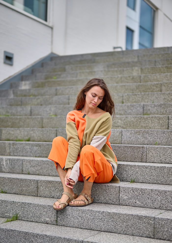 HENRIETTE STEFFENSEN COPENHAGEN NO WASTE FLARE TROUSERS - 99022NW BUKSER ORANGE 773