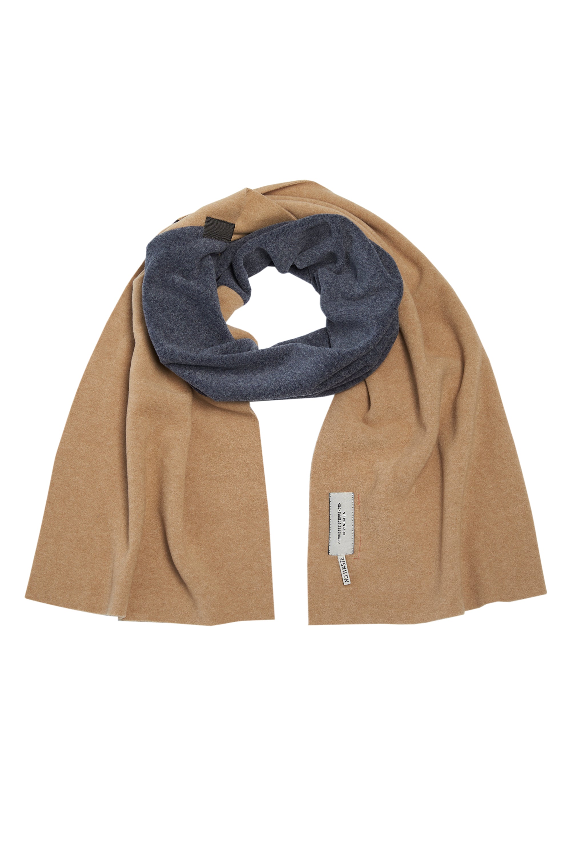 HENRIETTE STEFFENSEN COPENHAGEN NO WASTE SCARF - 4063 NW SCARFS CAMEL/DEEP BLUE 823