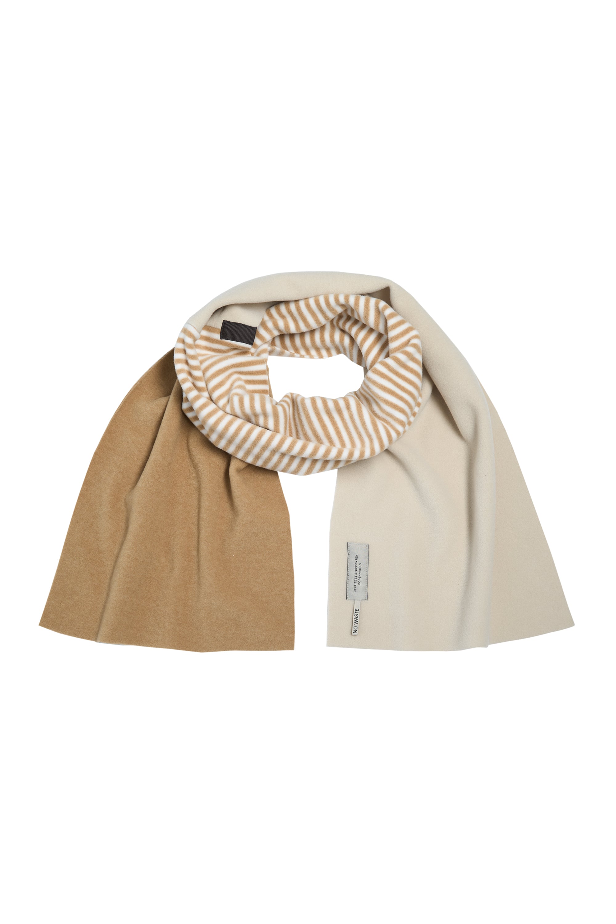 HENRIETTE STEFFENSEN COPENHAGEN NO WASTE SCARF - 4063 NW SCARFS CAMEL/STRIPES C&OW/KIT 986