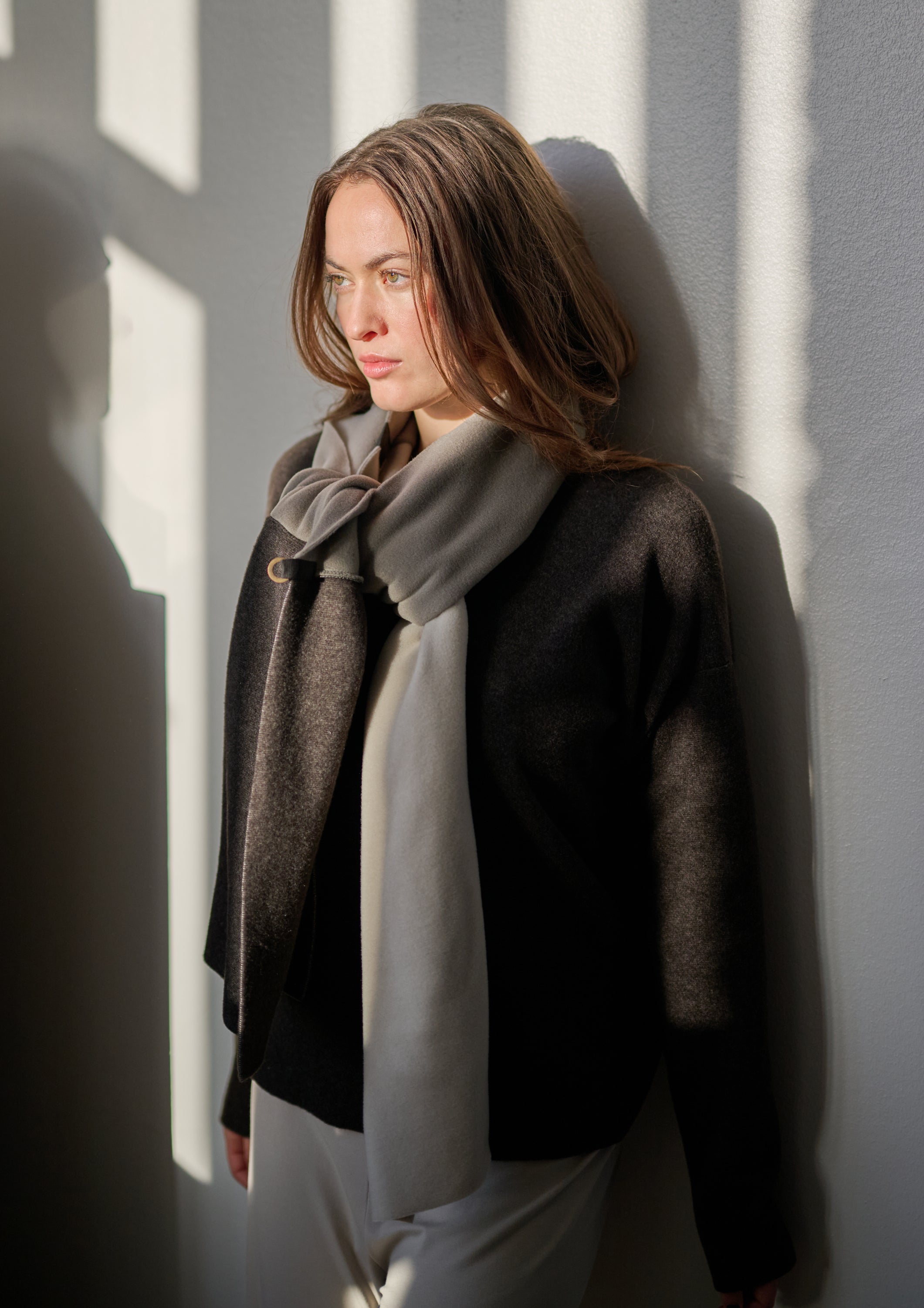 HENRIETTE STEFFENSEN COPENHAGEN NO WASTE SCARF - 4063 NW SCARFS CHOCOLATE/ELEPH/KIT 324