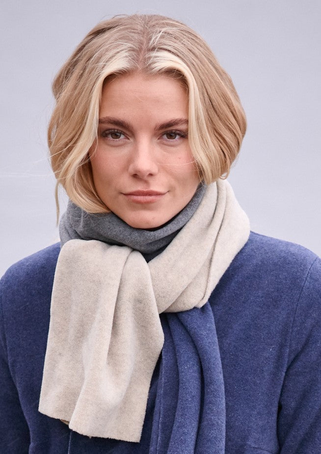 HENRIETTE STEFFENSEN COPENHAGEN NO WASTE SCARF - 4063 NW SCARFS DENIM/SAND/GREY 688