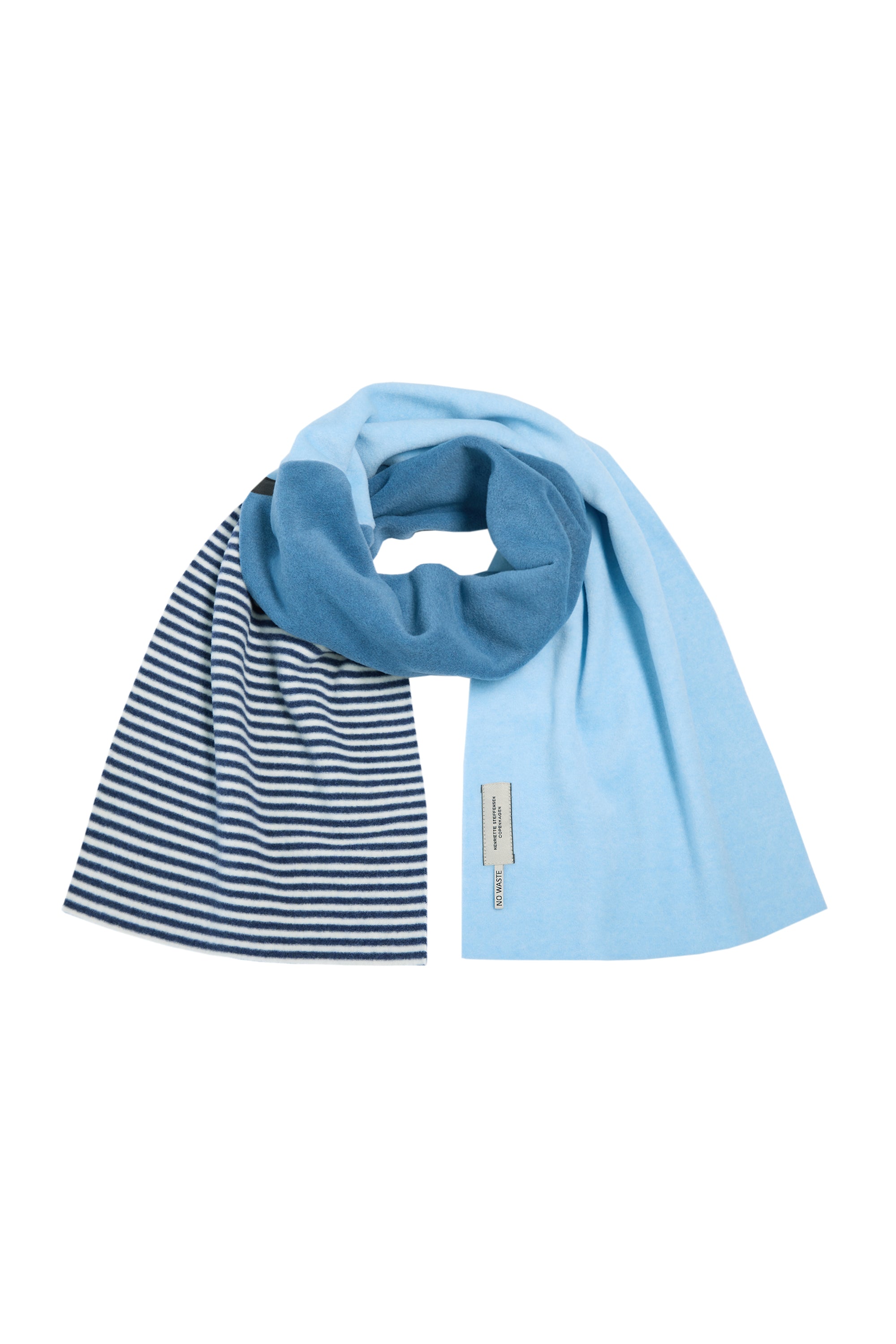 HENRIETTE STEFFENSEN COPENHAGEN NO WASTE SCARF - 4063 NW SCARFS DUSTY BLUE/BABY/BLUE STRIPE 441