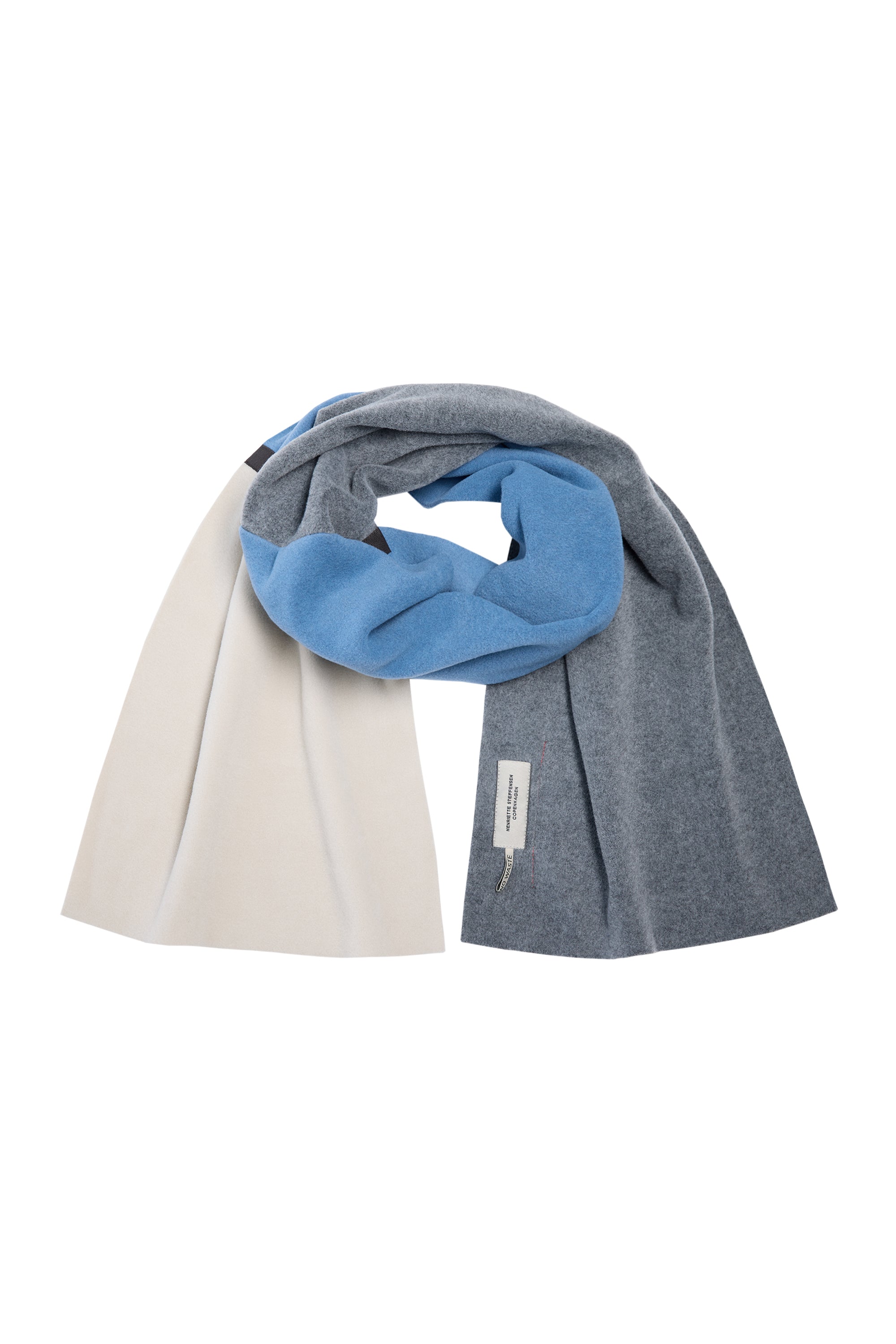 HENRIETTE STEFFENSEN COPENHAGEN NO WASTE SCARF - 4063 NW SCARFS DUSTY BLUE/KIT/GREY 119