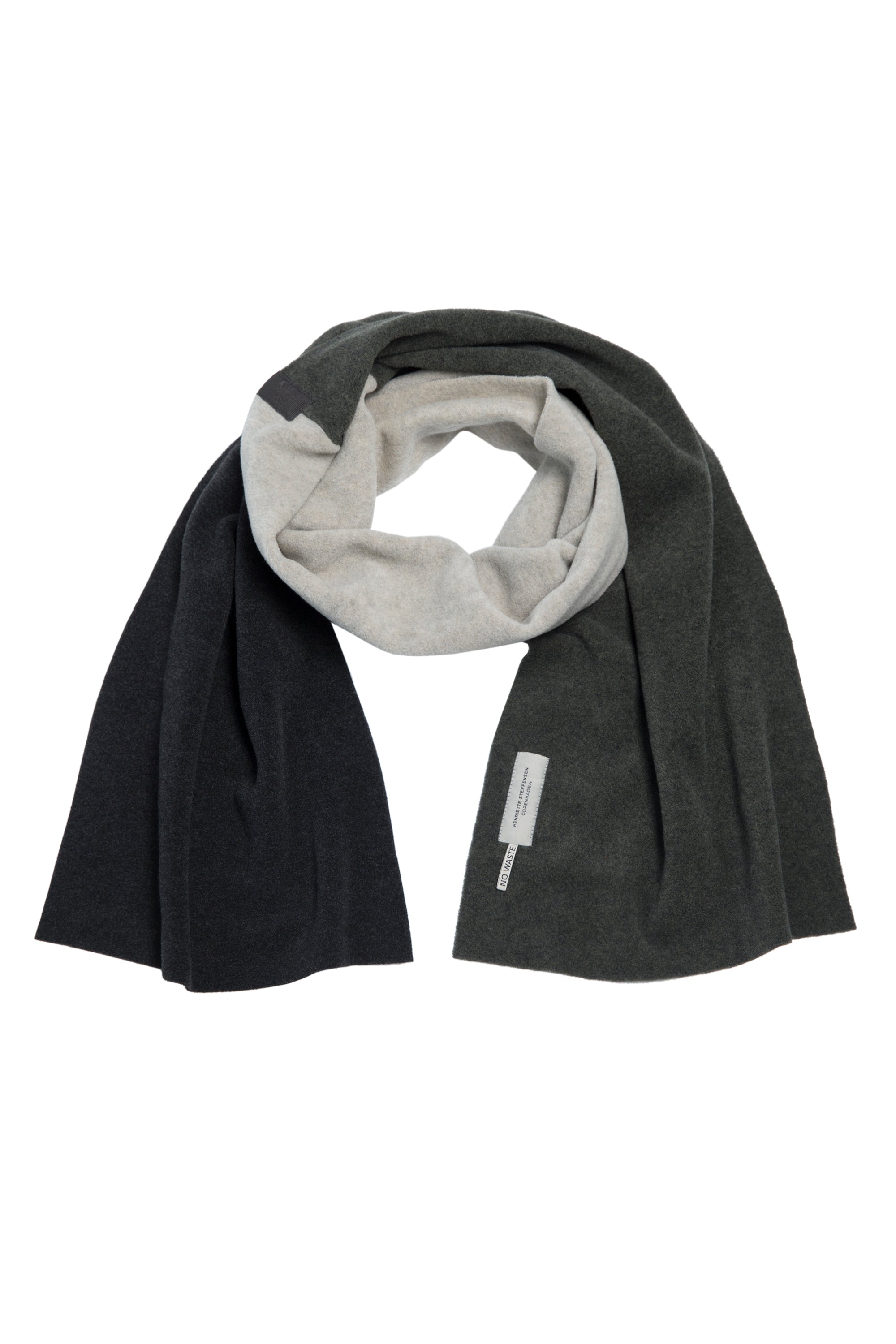 HENRIETTE STEFFENSEN COPENHAGEN NO WASTE SCARF - 4063 NW SCARFS FORREST/SAND/SOFT BLACK 821
