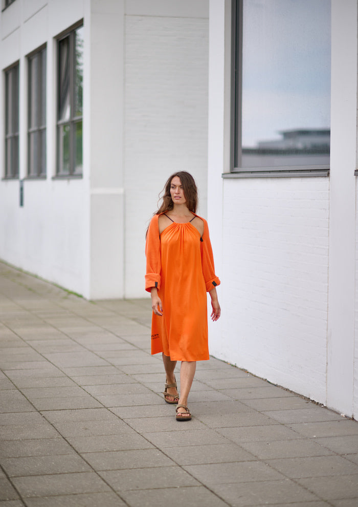 HENRIETTE STEFFENSEN COPENHAGEN NO WASTE STRAP DRESS - 98061NW KJOLER ORANGE 773