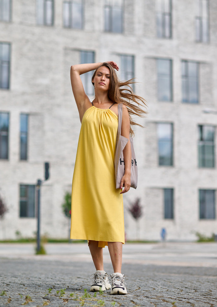 HENRIETTE STEFFENSEN COPENHAGEN NO WASTE STRAP DRESS - 98061NW KJOLER YELLOW 704