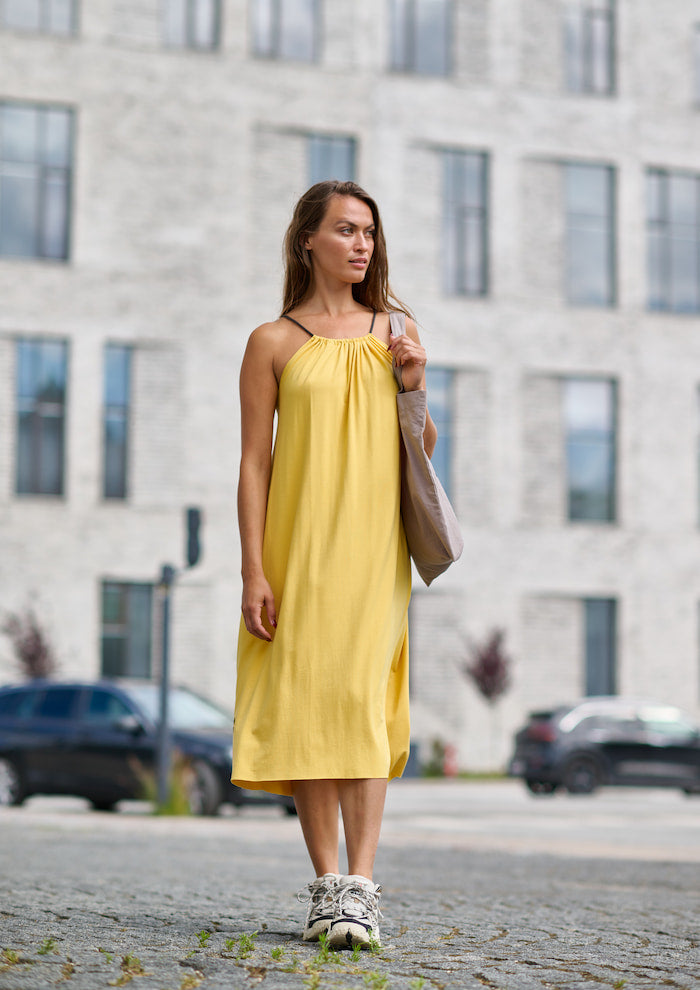 HENRIETTE STEFFENSEN COPENHAGEN NO WASTE STRAP DRESS - 98061NW KJOLER YELLOW 704