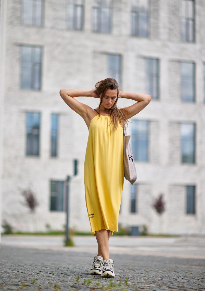 HENRIETTE STEFFENSEN COPENHAGEN NO WASTE STRAP DRESS - 98061NW KJOLER YELLOW 704