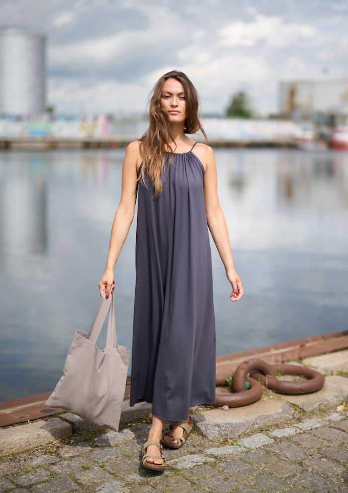 HENRIETTE STEFFENSEN COPENHAGEN NO WASTE STRAP DRESS LONG - 98062NW KJOLER DEEP BLUE 502
