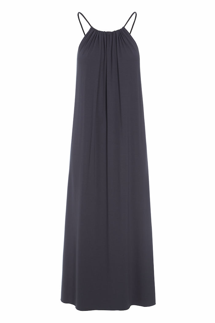 HENRIETTE STEFFENSEN COPENHAGEN NO WASTE STRAP DRESS LONG - 98062NW KJOLER DEEP BLUE 502