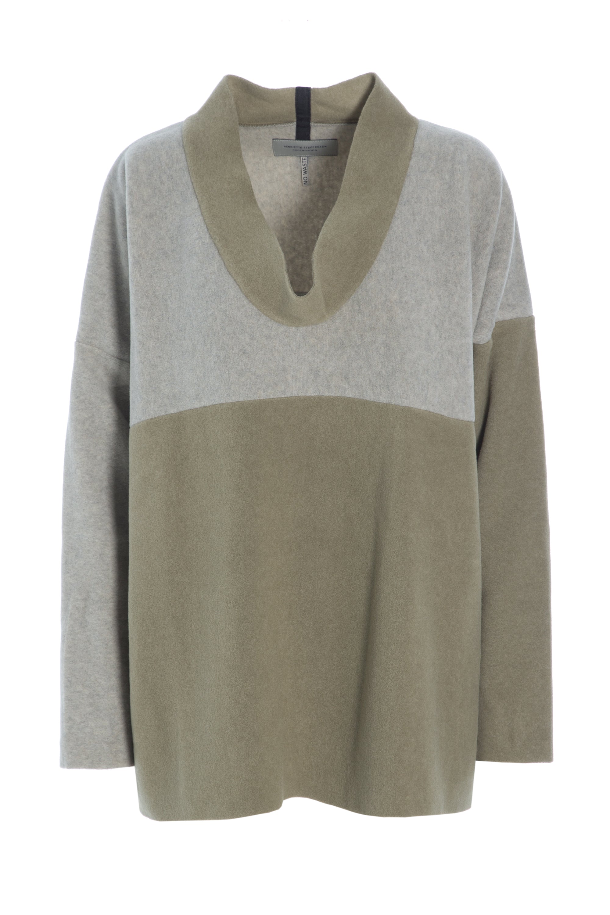 HENRIETTE STEFFENSEN COPENHAGEN NW SWEATER COLLAR- 1314 SWEATERS fleece OLIVE/SAND 612