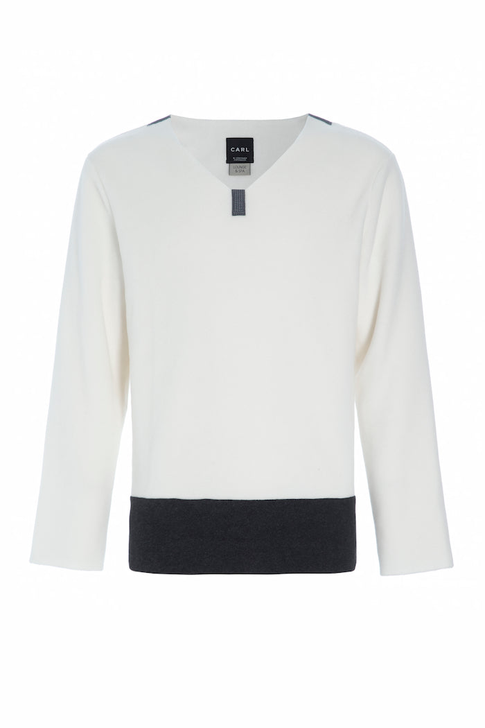 CARL BY STEFFENSEN COPENHAGEN ONE SIZE BLOUSE MEN - 1013C BLOUSES & SWEATERS OFF WHITE/SOFT BLACK 454