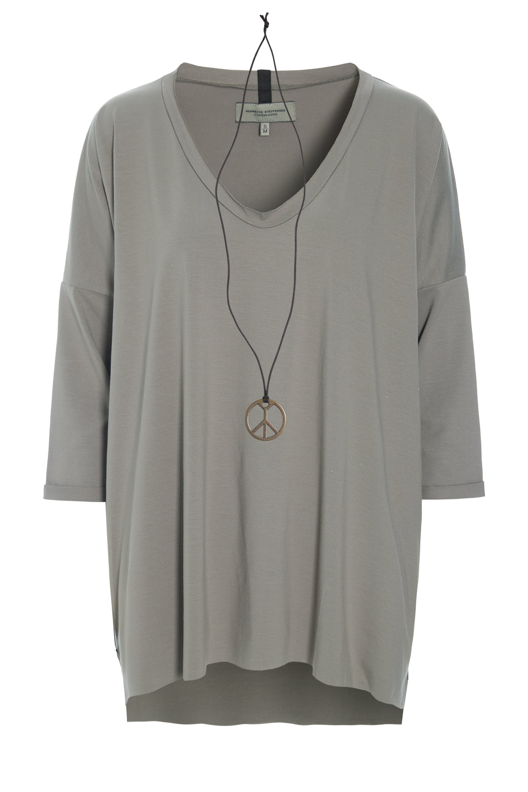 HENRIETTE STEFFENSEN COPENHAGEN OVERSIZED BLOUSE V-NECK - 96078 BLUSER ELEPHANT 654