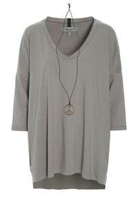OVERSIZED BLOUSE V-NECK - 96078 - ELEPHANT