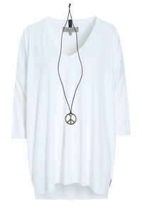 OVERSIZED BLOUSE V-NECK - 96078 - WHITE