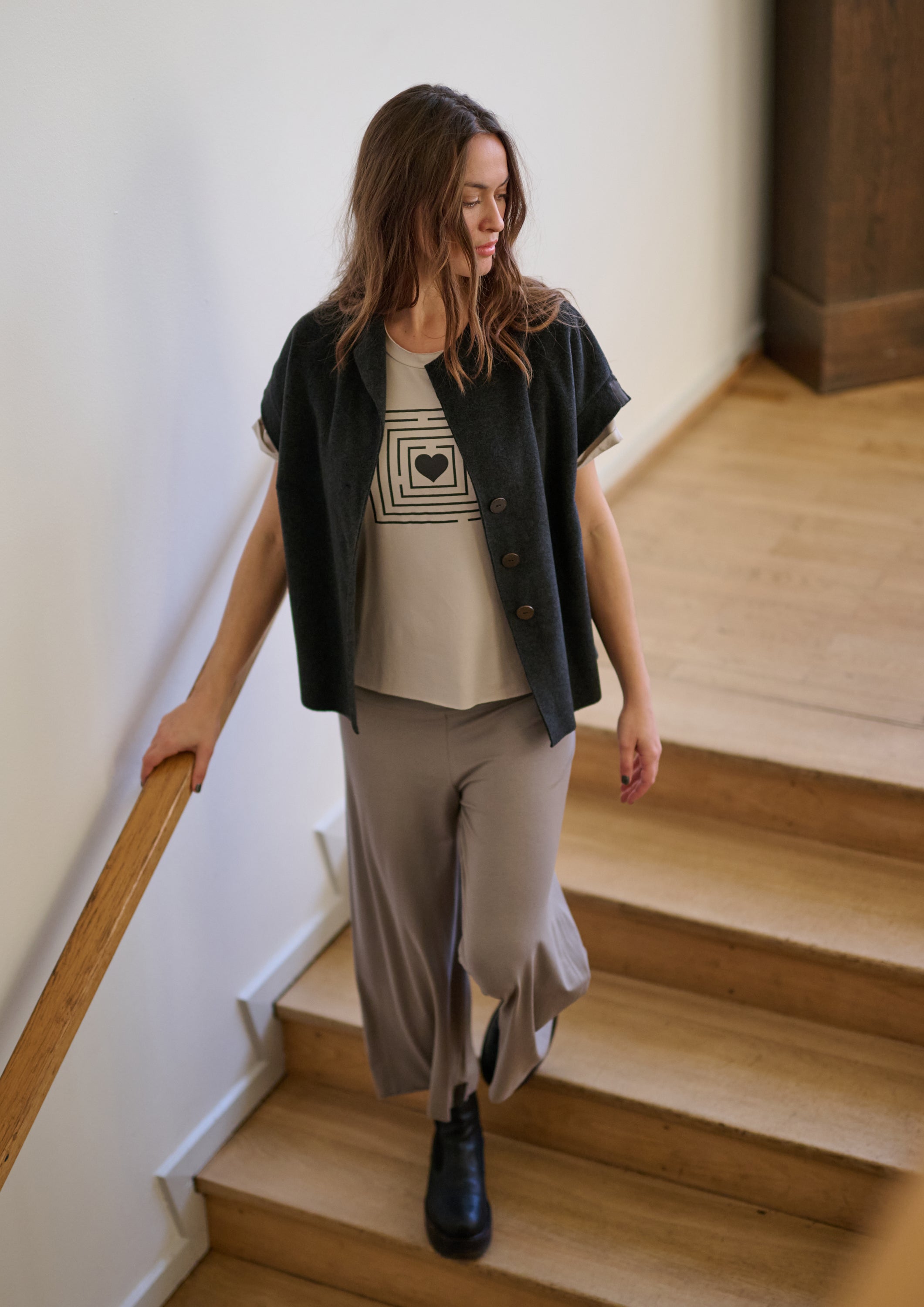 HENRIETTE STEFFENSEN COPENHAGEN PANTS FOLD DOWN WAIST 3/4 - 99017 BUKSER ELEPHANT 654
