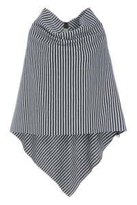 PONCHO WITH LENGTH - 4076 - STRIPES B&W