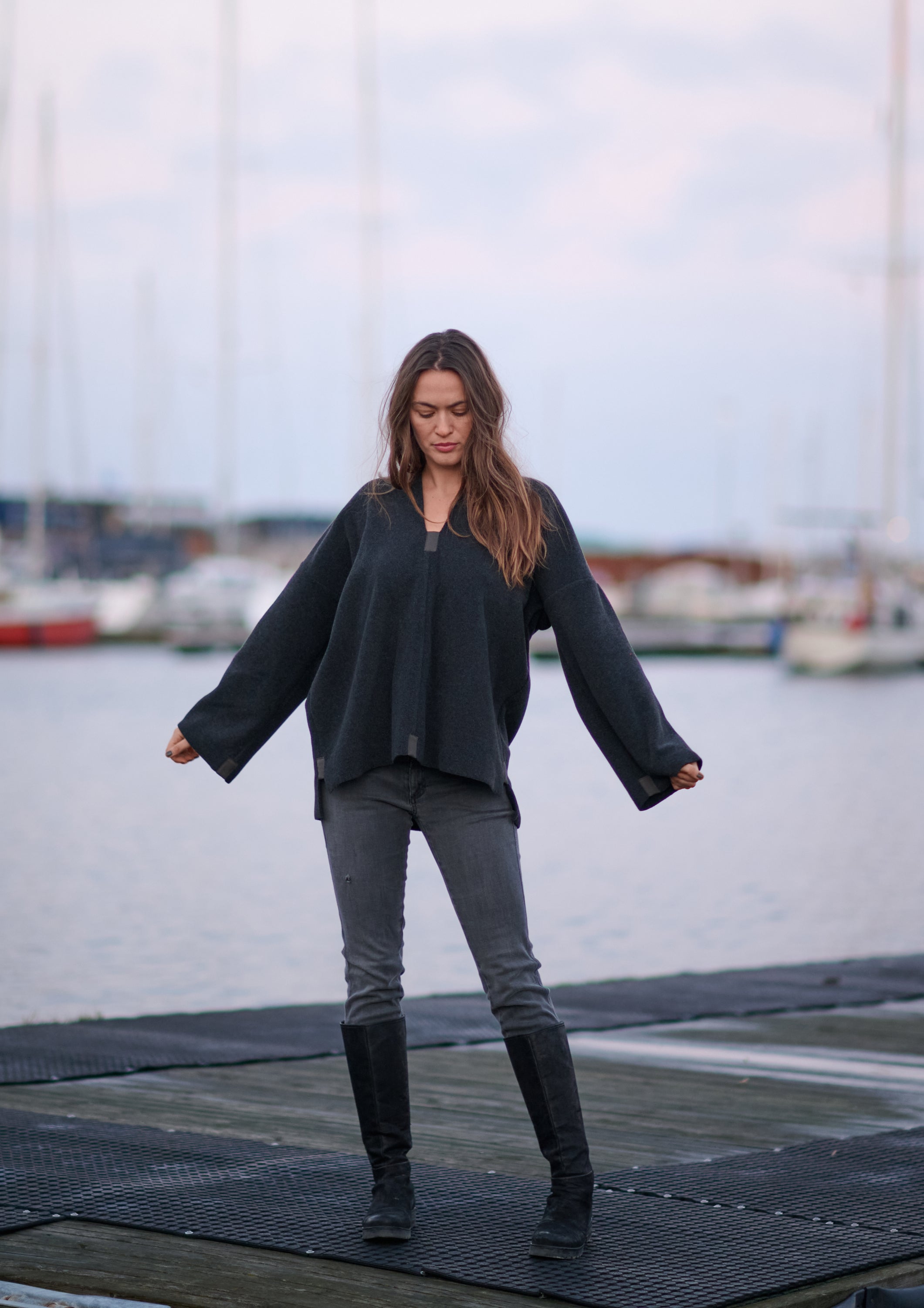 HENRIETTE STEFFENSEN COPENHAGEN PULLOVER - 1370 BLUSER SOFT BLACK 914