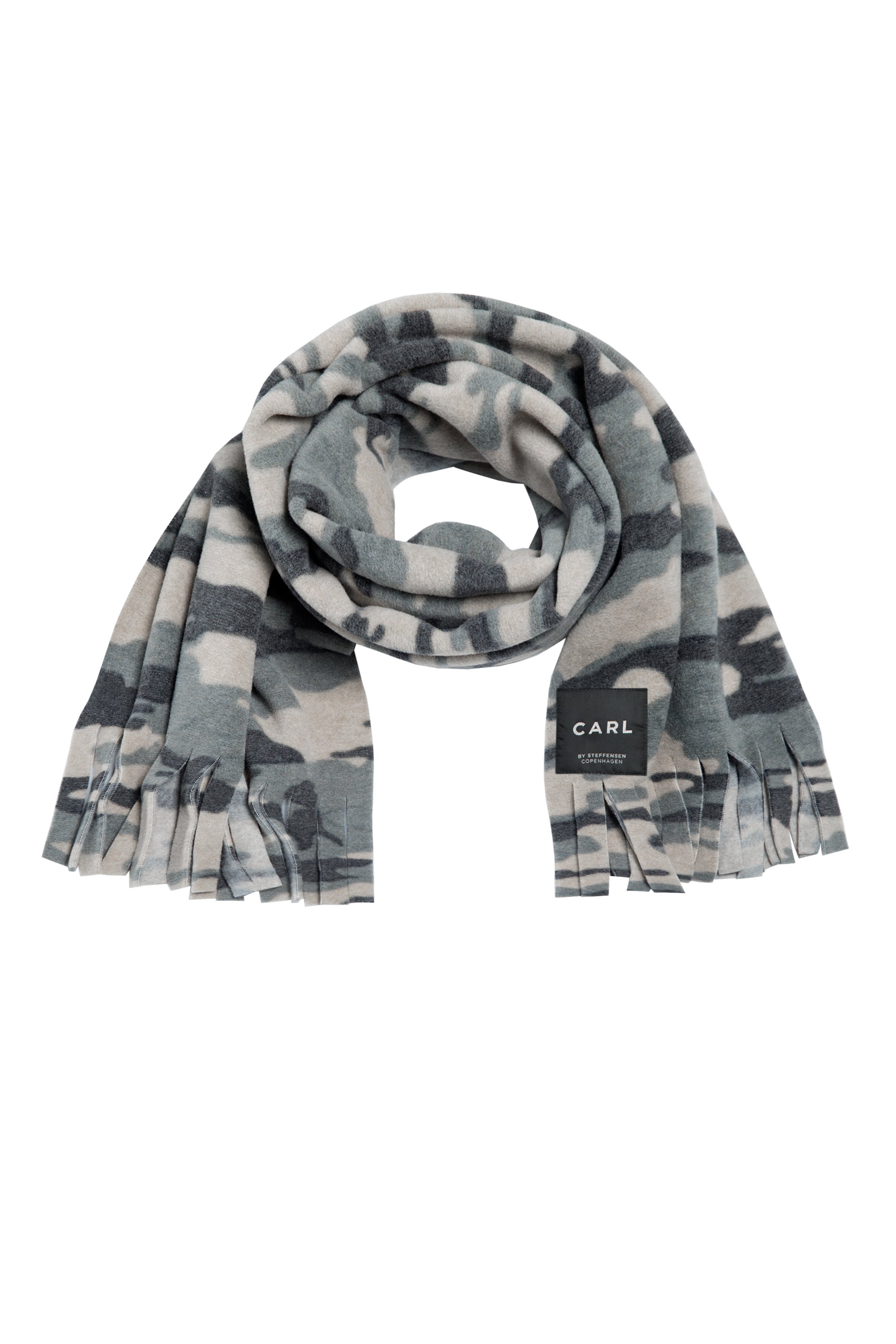 CARL BY STEFFENSEN COPENHAGEN SCARF IN PRINT WITH CLASSIC FRINGES - 1006CP SCARFS CAMOUFLAGE 102